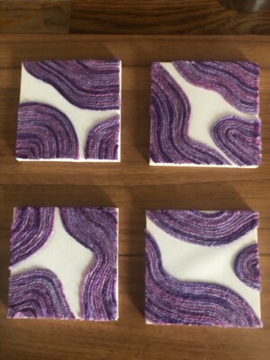 Purple Yarn Canvas Art Set of Four 3x3  squares