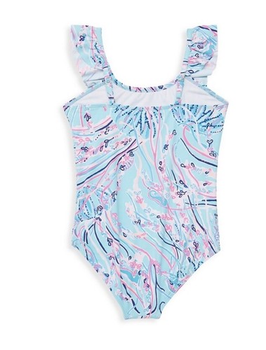 NWT Lilly Pulitzer Girl's Ariana One-Piece UPF 50+ Swimsuit size 12 Bayside Blue - Picture 2 of 4