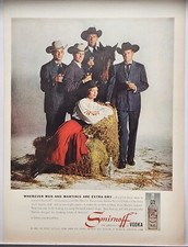 1960 Smirnoff Vodka Horse Cowboy Hats Original Print Color Ad Life Magazine 60s