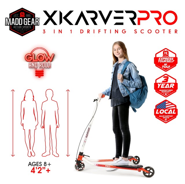 MADD Gear Xkarver Pro 3 in 1 Drifting Scooter Green for sale online