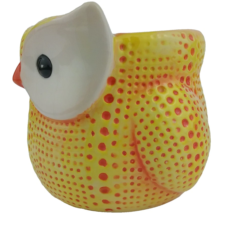 Сова растение суккулент горшок 3-D желтый оранжевый точек 4,5» супер милый!! Napco - Изображение 2 из 4