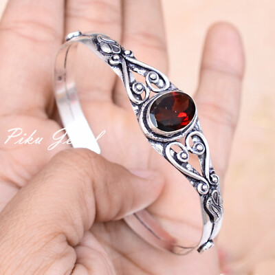 Facettierter Granat Edelstein 925 Sterling Silber Armreif Manschette Schmuck ...