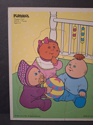 Vintage 1991 Playskool CABBAGE PATCH Playpen Pals! 7pc Wooden Tray Puzzle 240-05 - Picture 6 of 16