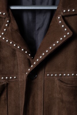 Saint Laurent Leather Jacket Paris Suede Studded SS16 Surf Sound