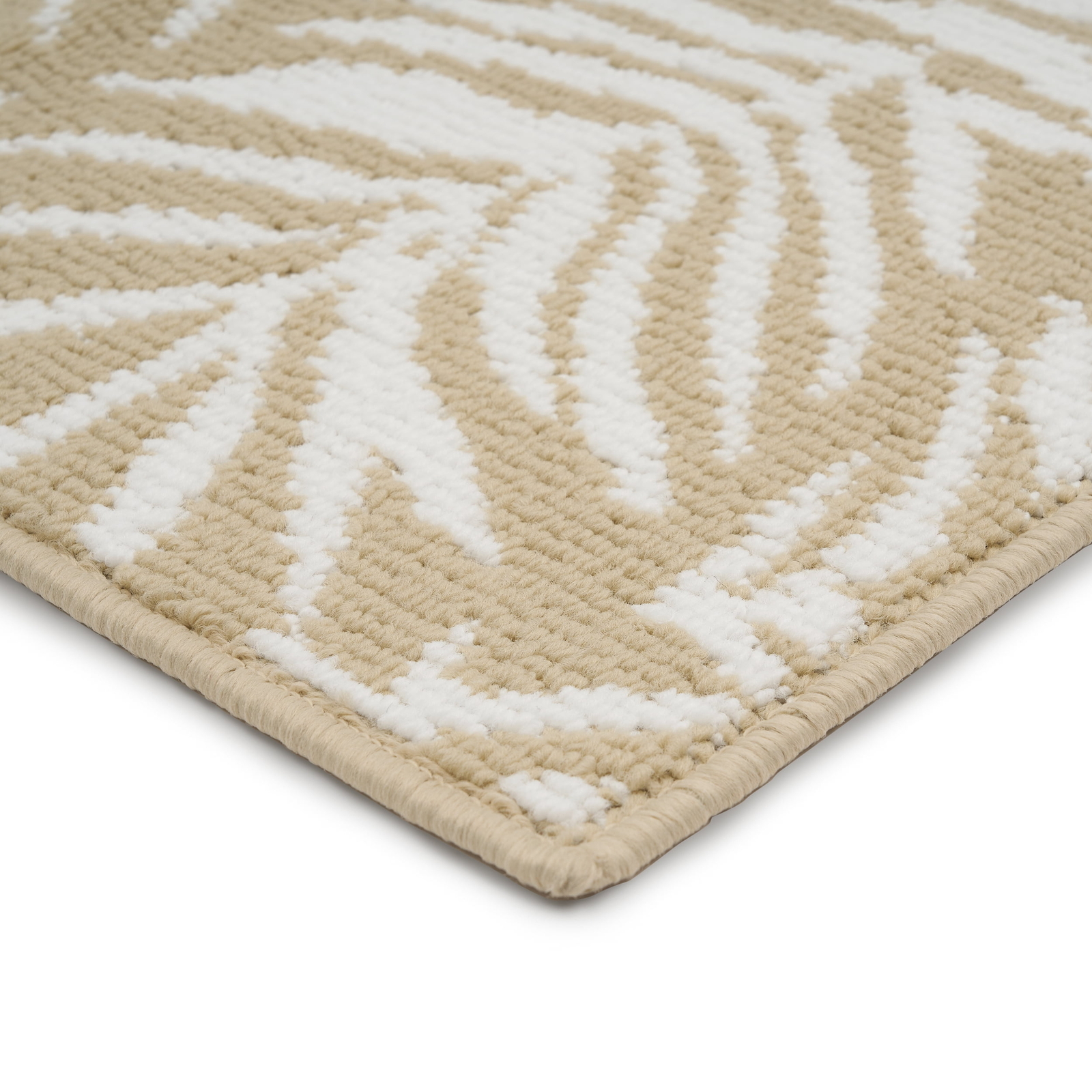 Non-Slip High Low Loop Kitchen Mat 18x27 Papyrus Beige White Anti-Fatigue Rug