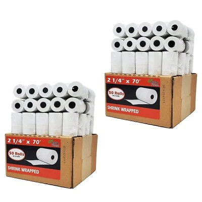 2-1/4" x 70' THERMAL PAPER ( 100 ROLLS ) POS For Clover Flex, First Data FD400