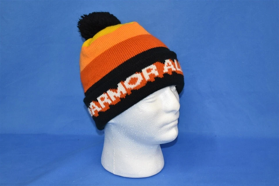 DE COLECCIÓN AÑOS 80 ARMADURA TODO ARCO IRIS NARANJA AMARILLO BOBBLE INVIERNO TEJIDO ESQUÍ SOMBRERO Foto 2 de 2