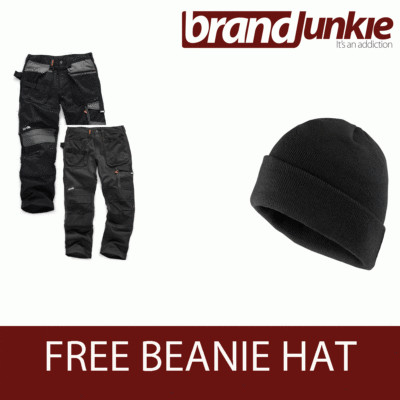 SCRUFFS Arbeitshose 3D TRADE strapazierfähige Kniepolstertaschen GRATIS BEANIE MÜTZE