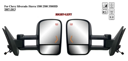 Pair Right and Left Side Towing Mirror for 07 to 2013 Chevy Silverado and Sierra