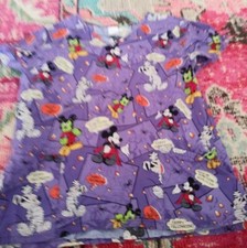 L womens Halloween Mickey mouse Disney holiday nurse scrub top uniform guc