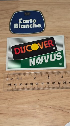 Zestaw 2 vintage CARTE BLANCHE & DISCOVERY Karta kredytowa Przyklejona Zderzak Naklejka Naklejka