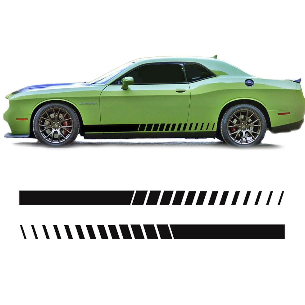 2Pcs Black Side Body Rocker Vinyl Graphics Sticker For Dodge Challenger Charger