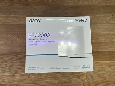 TP-Link Deco BE22000 Tri-Band Mesh Wi-Fi 7 System - White (2 Pack) Deco: BE85