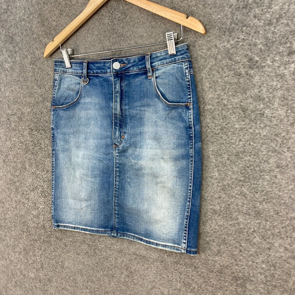 NEUW Skirt Womens AU 13 W31 Blue Straight & pencil Zip Denim 38628 - Image 2 of 4