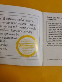 Ice Hockey Authentic Original NES Nintendo Manual Only