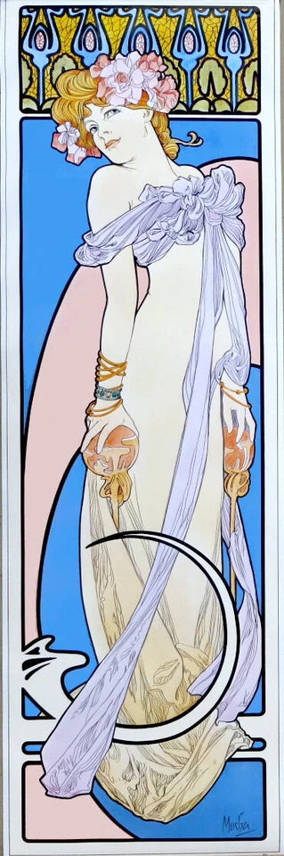 Alphonse Mucha Art Nouveau La Blonde & Nectar Vintage Art Prints - Image 2 of 3