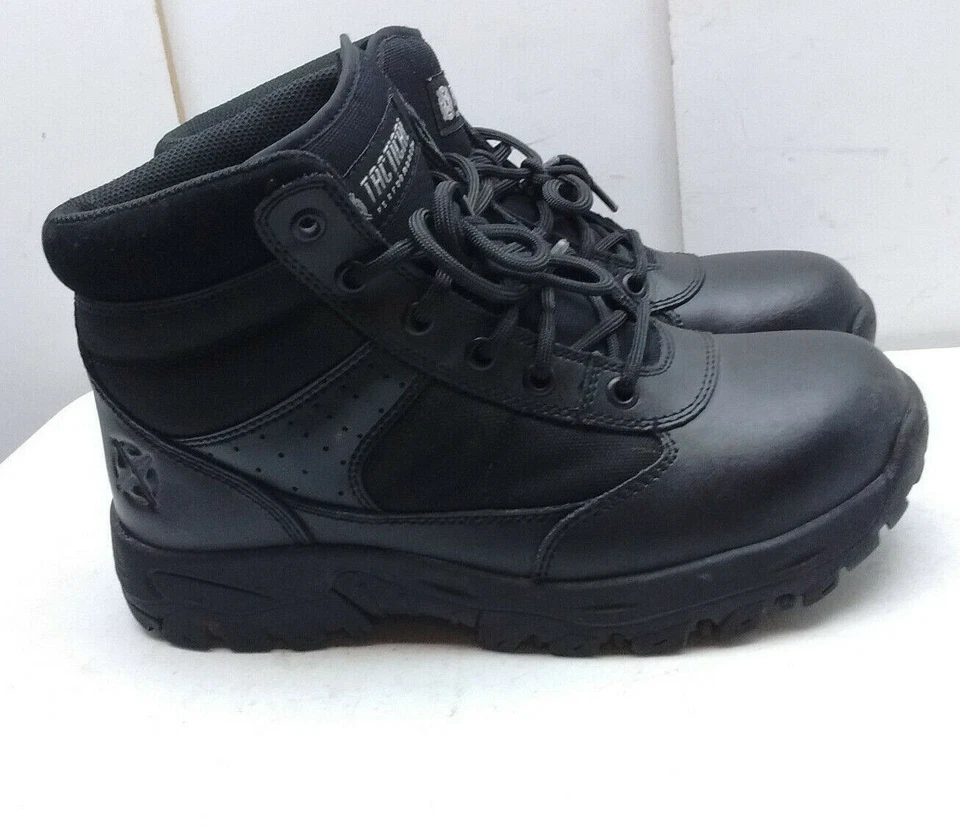 Tactical Performance Black Leather Steel Toe Combat Hiking Boot Shoes Men 8M - Image 2 of 4