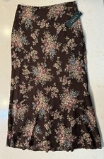 Vintage NOS Lauren Ralph Lauren 90  s Balmoral Chestnut Floral Skirt US 8 Lined