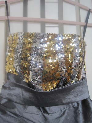 POLY Formal Bride's Maid Prom DRESS Size M Gold Silver Sequin Gray Short NWT | eBay POLY Formal Bride's Maid Prom DRESS Size M Gold Silver Sequin Gray Short NWT | eBay