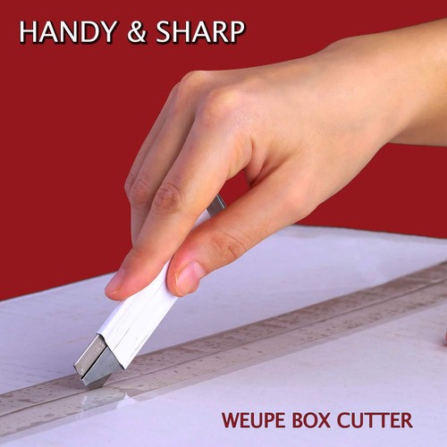 WEUPE Retractable Box Cutter 12-Pack Metal Tap Knife Made in USA Razor Blade ... - Picture 2 of 9