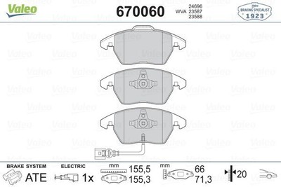Valeo Front Brake Pads 670060 fits VW Jetta 1K2, Mk3 2.0 FSI 2.0 TDI ...
