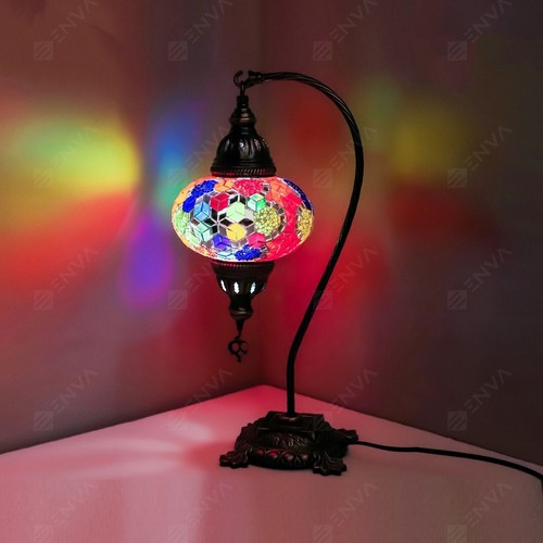 Mosaico de vidrio estilo turco marroquí lámpara de mesa Tiffany grande globo - Imagen 3 de 9
