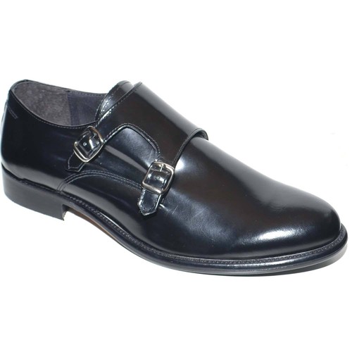 Calzoleria Napoletana Scarpe Uomo con Doppia Fibbia Nero 6715-Vitello-Nero -E22