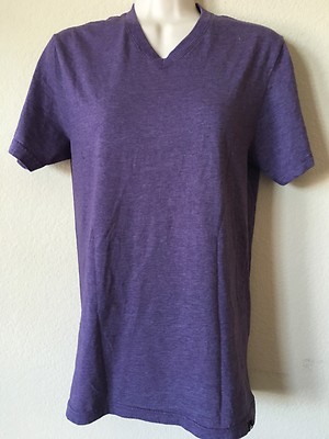 Quiksilver Heather Purple Slim Fit V Neck Short Sleeve Women's T Shirt Top SZ S