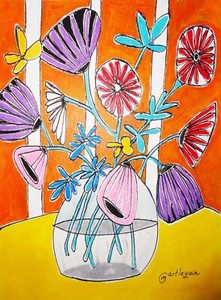 ARTE FLOREALE ASTRATTA QUADRO ORIGINALE ARTE MODERNA ARTE DA PARETE ARREDAMENTO CASA 12" #A154