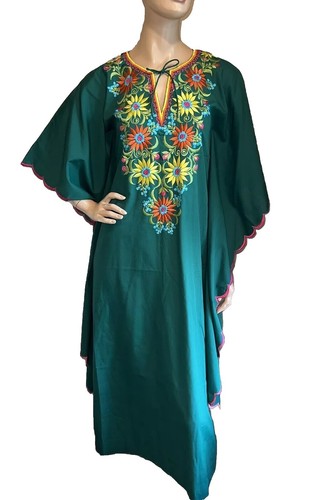 Johnny Was Vintage T-shirt Maxi Dress Lime Green Embroidered Sun Sz M USA  Cotton | eBay