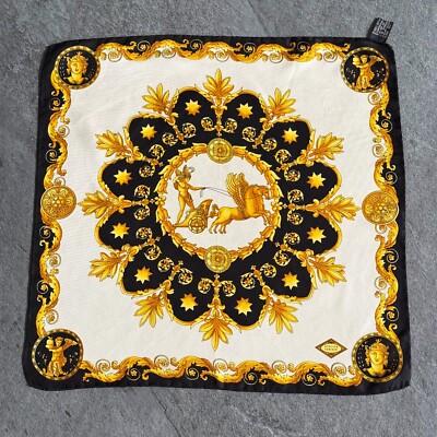 1995 GIANNI VERSACE silk neck scarf Baroque & Roman Rider