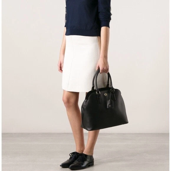 Borsa tote Tory Burch Robinson a cupola triplo scomparto convertibile in pelle nera