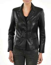DESIGNER New Women's Black Blazer 100 Soft Lambskin Causal Slim Fit Coat Blazer