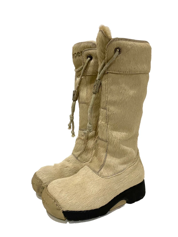 Botas de plataforma Y2K Bumper beige pelo de pony jóvenes niñas talla 12 euros talla 30 vintage Foto 2 de 4