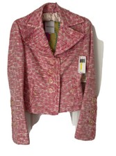 New $418 Walter Blazer Women 0 Xsmall Barbie Pink Tweed Lined Pockets Usa Sb