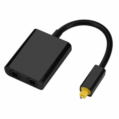 Dual Port Toslink Digital Optical Adapter Splitter Fiber Audio Cable 1 In 2 Out