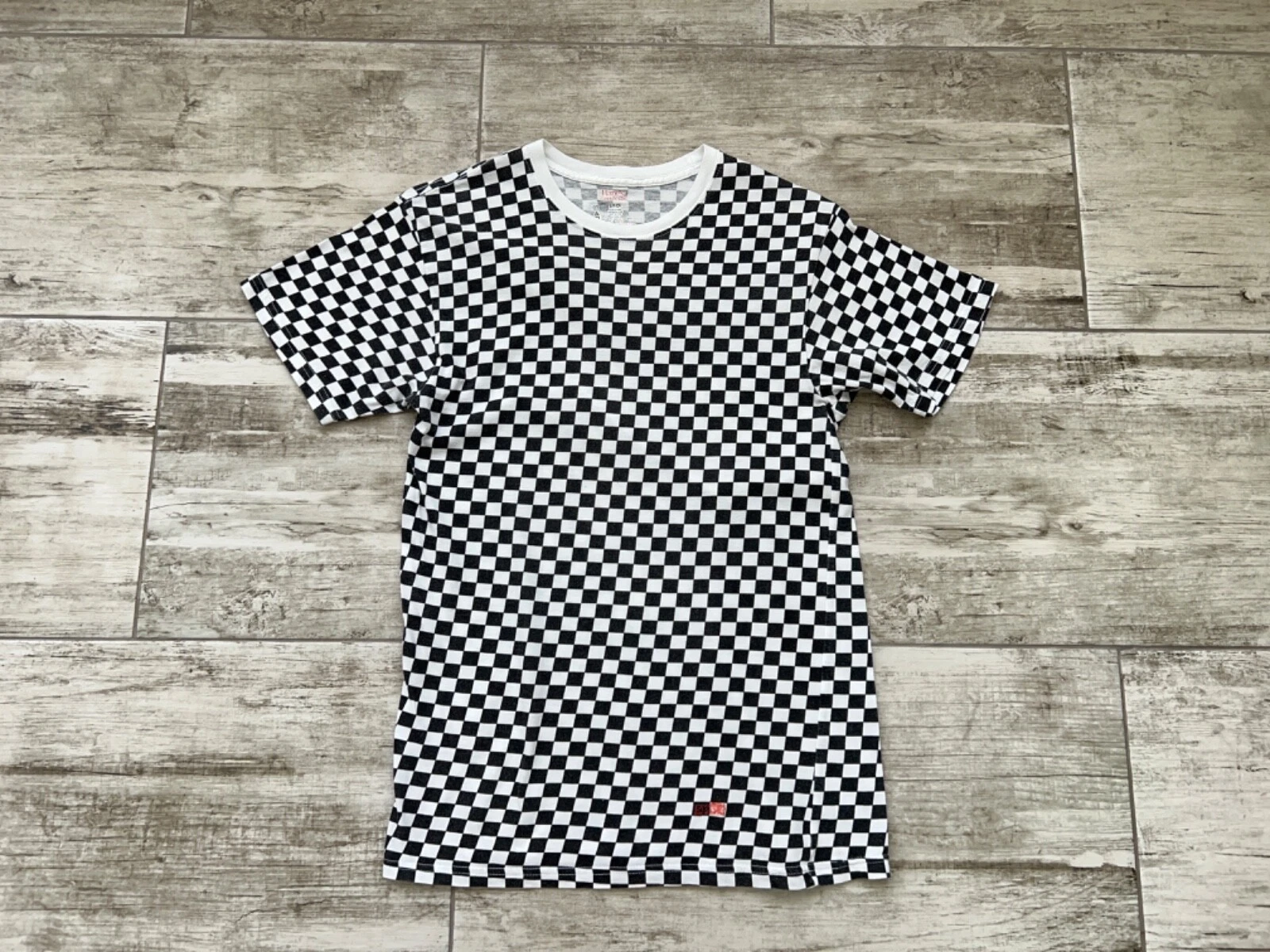 T shirt homme SUPREME Hanes blanc à carreaux noirs en coton taille S
