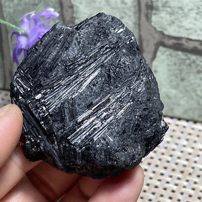 Natural Black Tourmaline Crystal stone Rough Rock Mineral Specimen Healing 105g