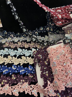 Per yard beaded sew on Venice Venise lace trim 2''w pick your color Bridal