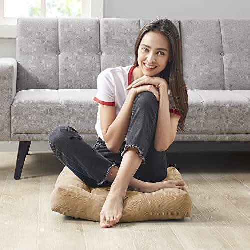 Meditation Floor Pillow, Square Large Pillows 1 Pack Square | Coffee | 1 Pack - Picture 5 of 7