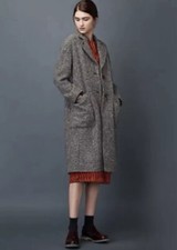 Toast Tweed Coat 16 18 44 46 Wool Herringbone Lavinia Patch Pockets Arty Grunge