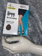 L'eggs 4 Pair Everyday Regular Suntan Sheer Toe Pantyhose Size Q New In Pkg!