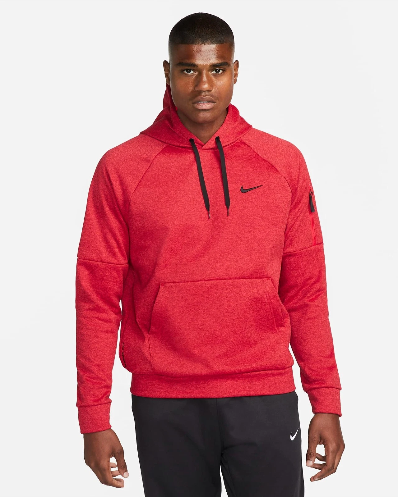 NEW MEN’S NIKE THERMA-FIT FLEECE HOODIE SWEATSHIRT!!! IN RED AND BLACK!!!