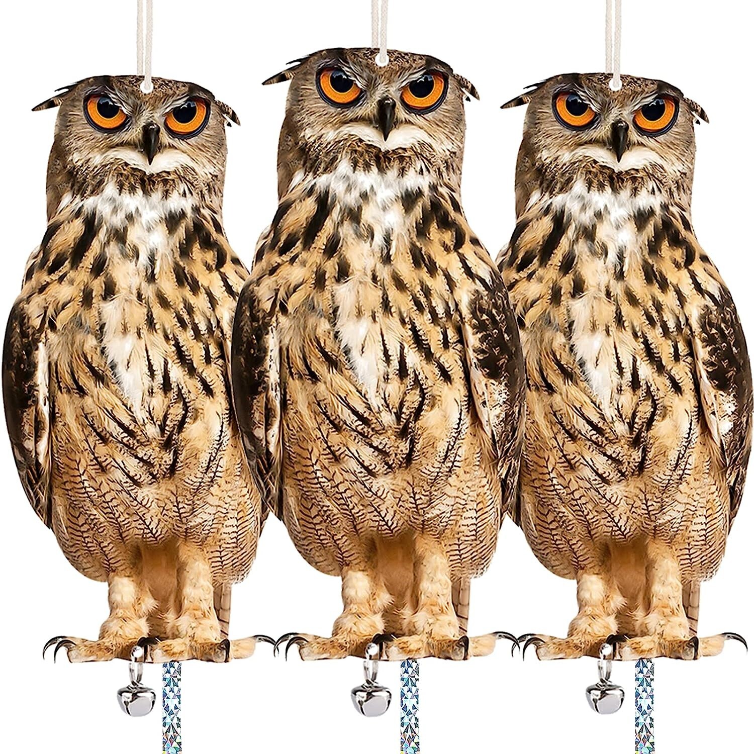 Owl to Keep Birds Away, 3 Pack Bird Scare Owl Fake Owl, Reflective Hanging Bird | eBay