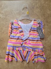 Wonder Nation Girls Striped Tankini Swimsuit UPF 50 , Vivid White Size S 6-6X 