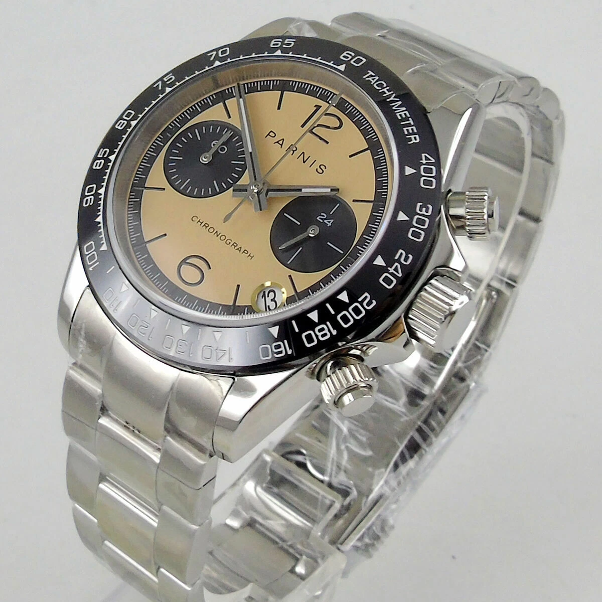 Parnis 39mm Japan Quartz Men s Watch Full Chronograph Date Week