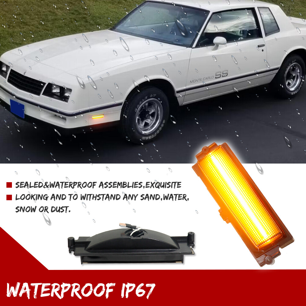 For 1981-1988 Chevy Monte Carlo SS Smoked Front & Rear Fender Side Marker Lights - Foto 8