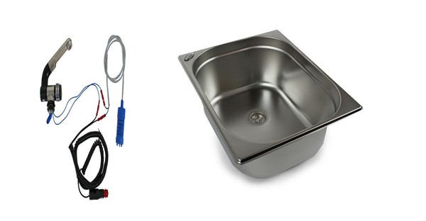 Edelstahl SpüLbecken 325X265X150 Mm Camping SpüLe Waschbecken + Wasserhahn Pumpe-image