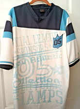 90s-Y2K Fubu Jersey The Collection Black Blue Stripe 05 Patch Rap Hip Hop L
