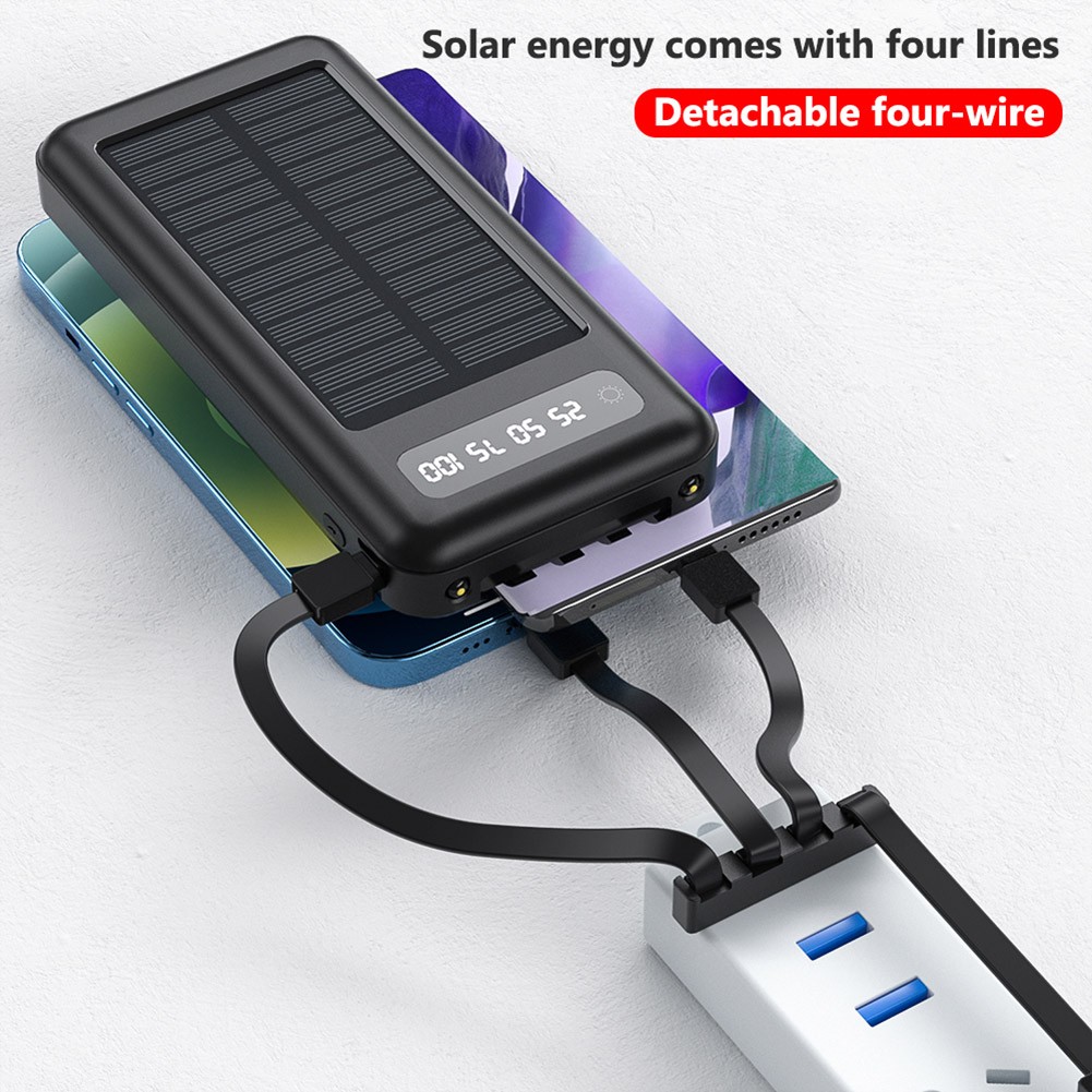 2025 Super 90000000mAh 4 Output Portable Charger Solar Power Bank for Cell Phone